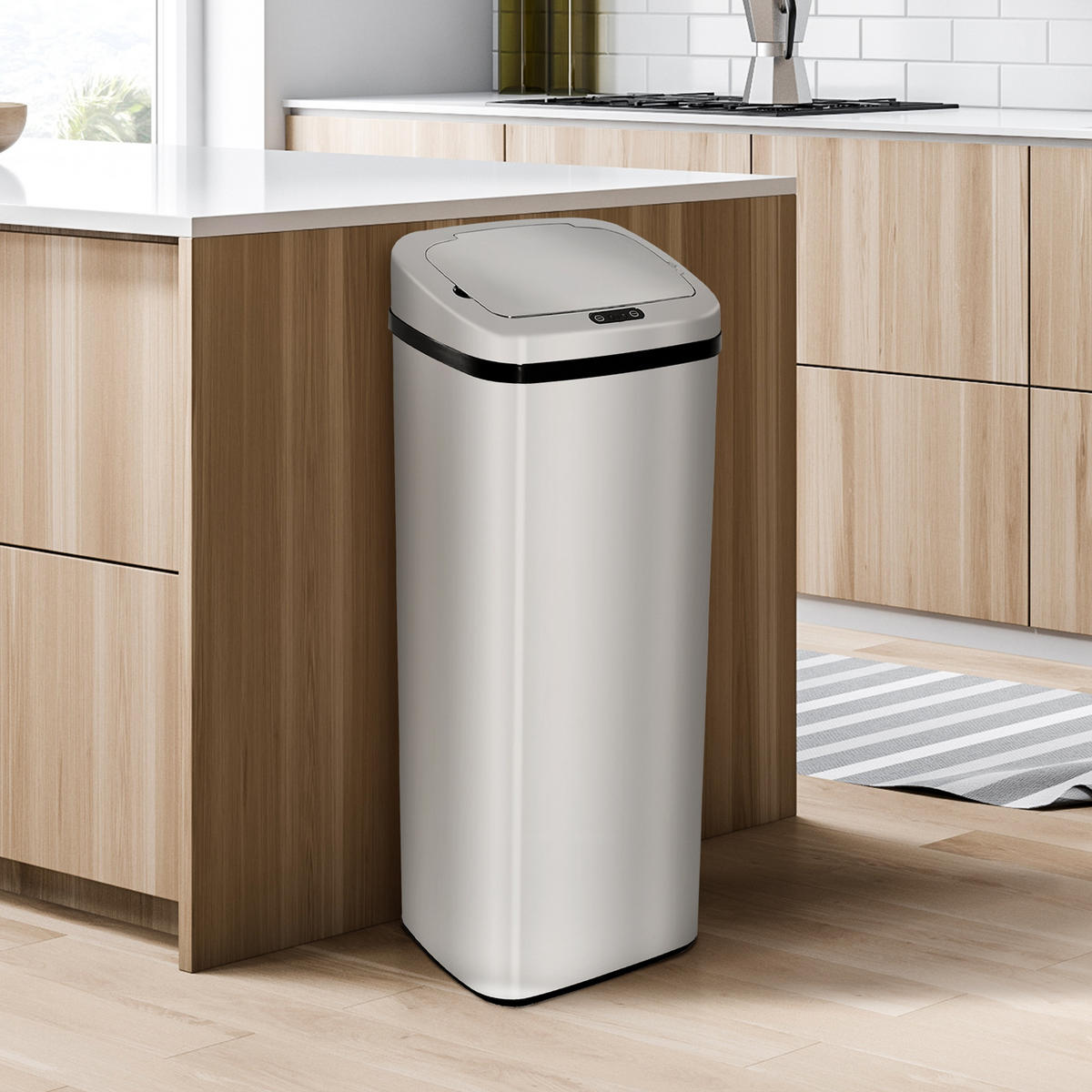 MÜLLEIMER DE-17630 automatisch mit Bewegungssensor, 50 L Edelstahl - Silberfarben, Metall (25/84/33cm) - ComfortXL