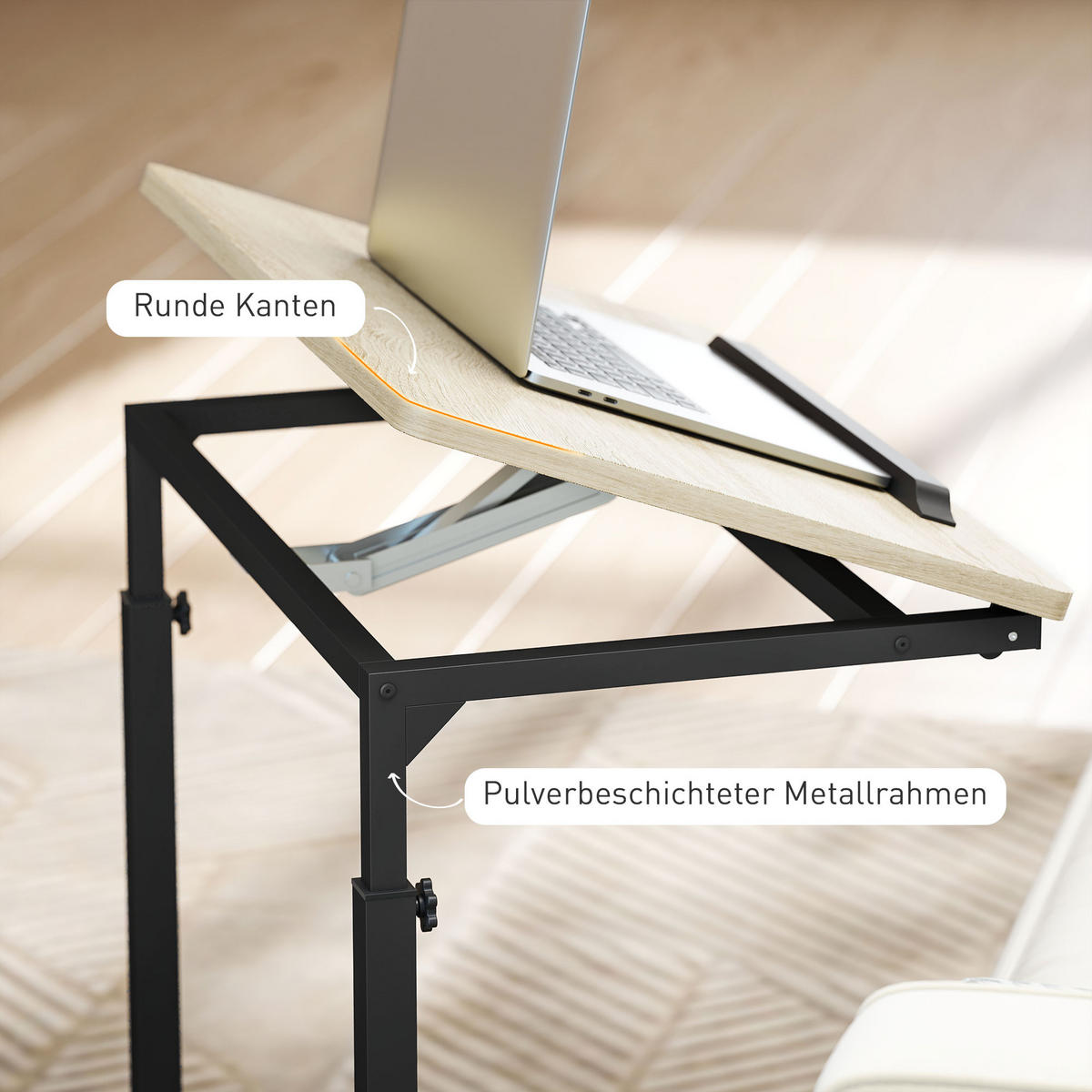BEISTELLTISCH in C-Form, Eichefarben - Eichefarben, Metall (55/36/82.5cm) - HOMCOM