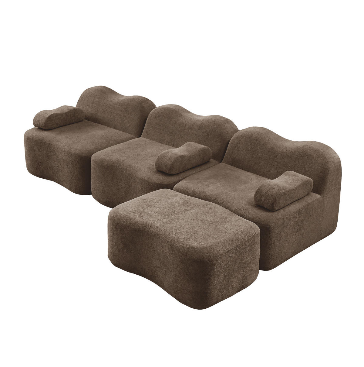 ECKSOFA 288/167/70 cm braun aus Samt mit modularer Ottomane und tiefer Sitzfläche - Braun, Textil (167/288cm) - OKWISH