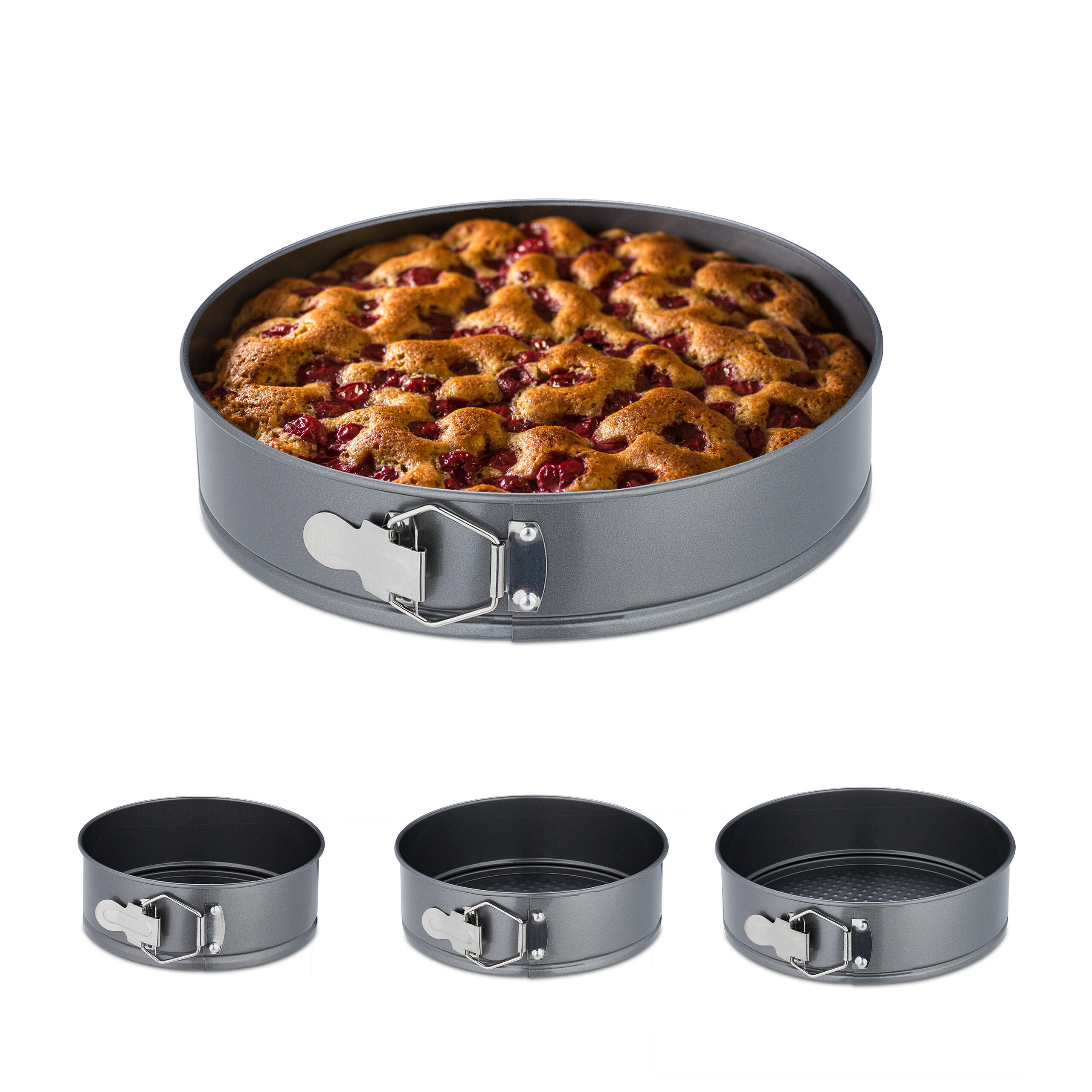 4XSPRINGFORM - Anthrazit, Metall (24/6.5/24cm) - Relaxdays