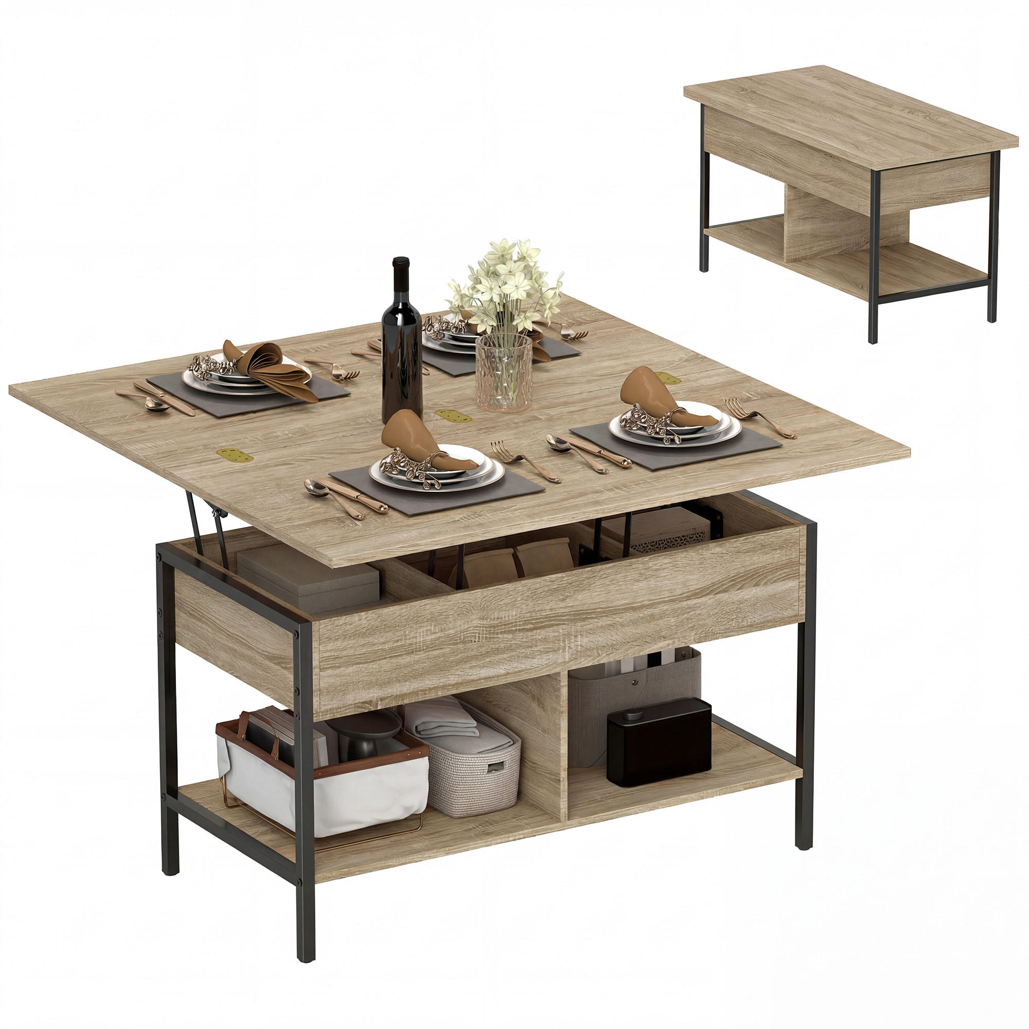 ComfortXL Couchtisch Natur 49x55x98 cm