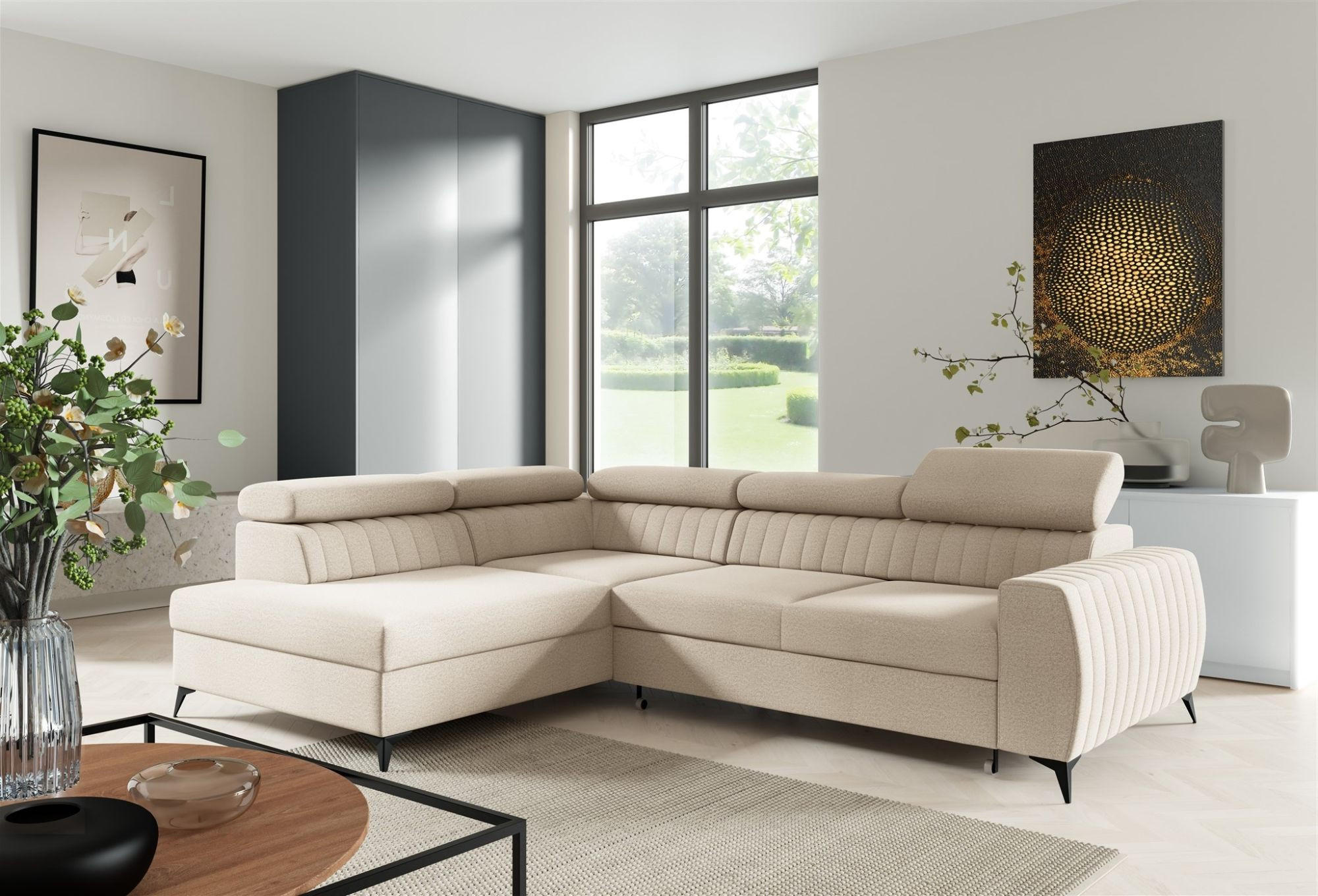 ECKSOFA Toronto - Creme, Holzwerkstoff/Textil (270/200cm) - Fun Möbel