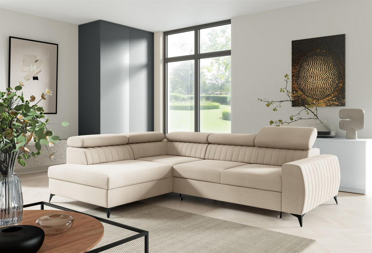 ECKSOFA Toronto - Creme, Holzwerkstoff/Textil (270/200cm) - Fun Möbel