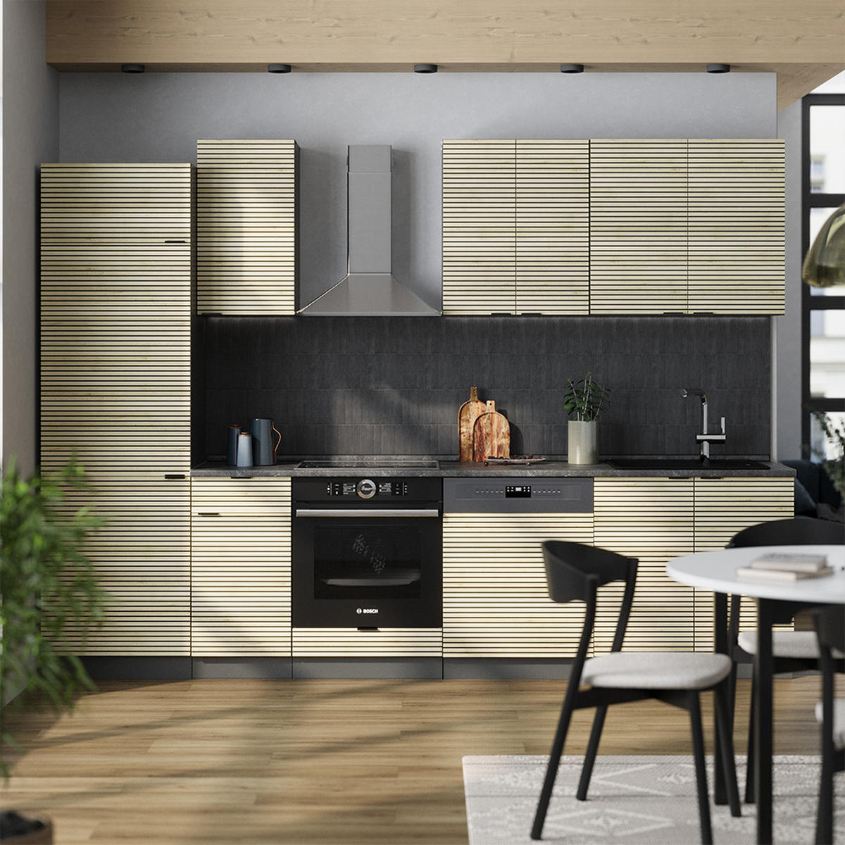 KUCHYŇSKÝ KOUT Fame-Line Dubový panel/antracit - antracitová/barva dubu, kompozitní dřevo (300/81.6/60cm) - Vicco