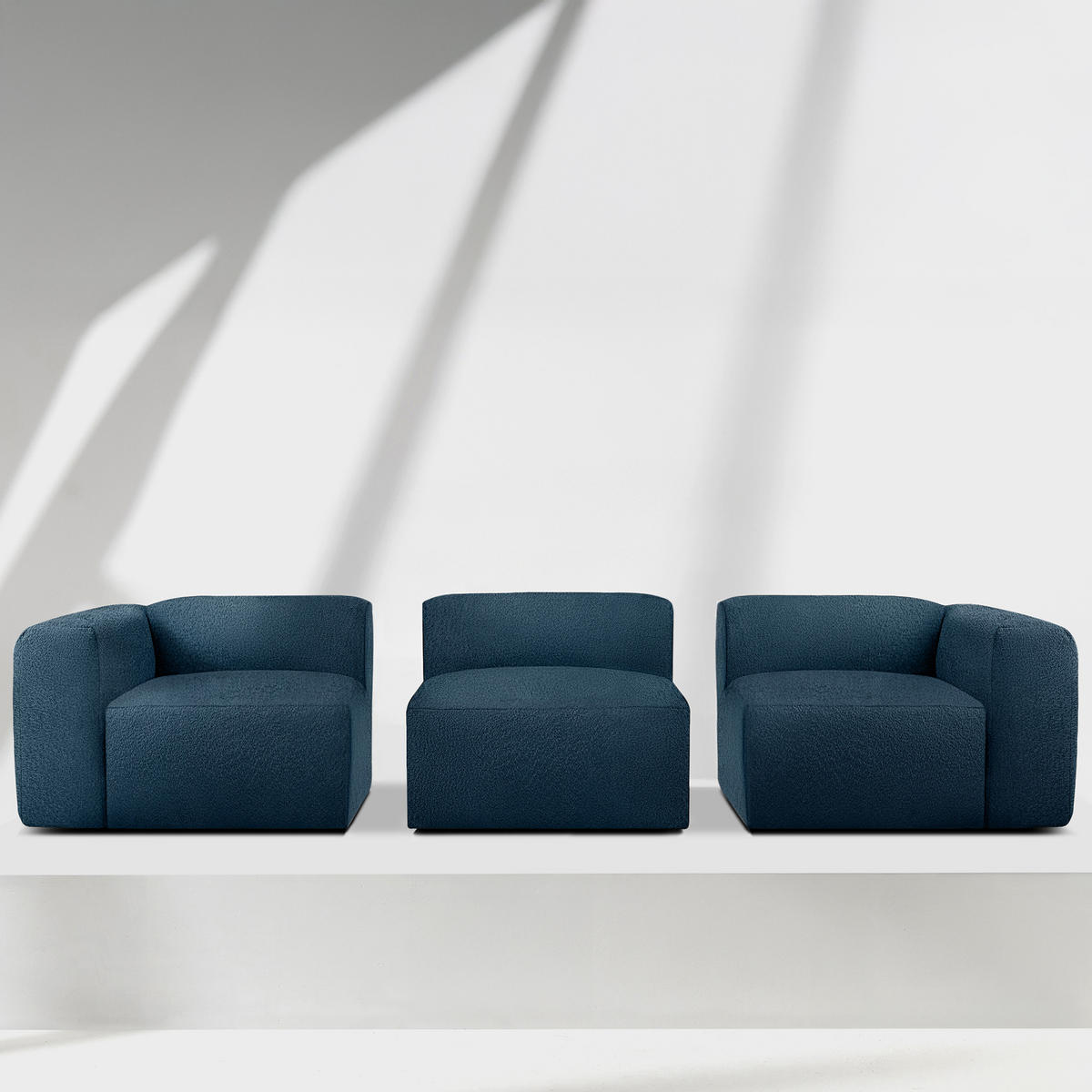 3-SITZER SOFA BUFFO, Marineblau - Dunkelblau, Holz/Holzwerkstoff (290/73/96cm) - KONSIMO®