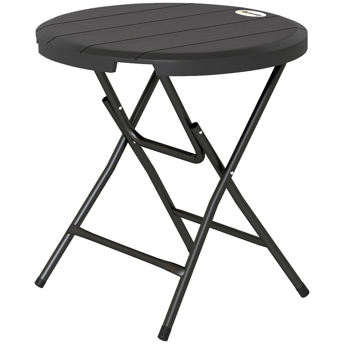 GARTENTISCH DE-07357 rund, klappbar für 4 Personen mit Holzoptik Dunkelgrau - Dunkelgrau, Kunststoff/Metall (80/80/73cm) - ComfortXL