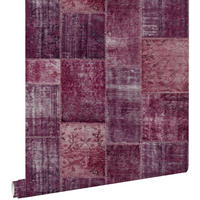 TAPETE orientalisches-Marrakech Kelim-Patchwork 53 cm x 10.05 m - Rot, Papier (53/1000cm) - ESTAhome