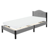 POLSTERBETT 90x200 cm Grau Bettgestell mit Matratze und Lattenrost - Beige/Grau, Holz/Textil (90/200cm) - ML-DESIGN