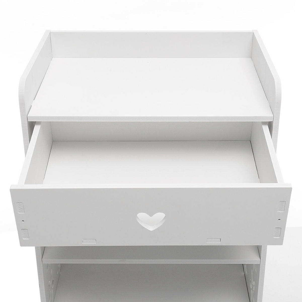 NACHTTISCH 40/30/50 cm Schublade Fächer WPC-Platten Weiß - Weiß, Holzwerkstoff (40/50/30cm) - Livingandhome