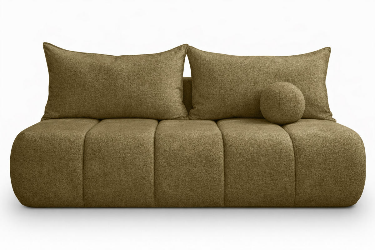 SOFA Mit Schlaffunktion Und Bettkasten, Veloursstoff Monolith, Olive, PIANO - Olivgrün, Holz (207/91/103cm) - Kaiser Möbel