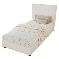 POLSTERBETT 90/200 cm Beige mit gepolstertem Kopfteil und Lattenrost - Beige, Holzwerkstoff (90/200cm) - BEAOK