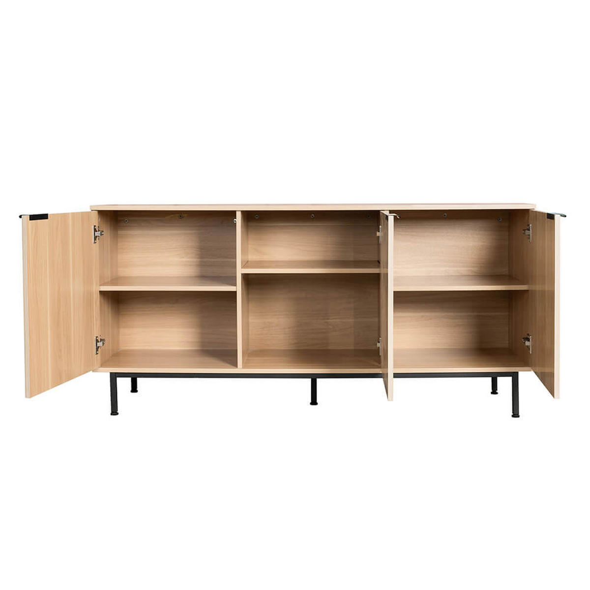 SIDEBOARD NYLA - Natur/Schwarz, 154 x 73 cm - Naturfarben, Holzwerkstoff (154/73/42cm) - Home Deluxe