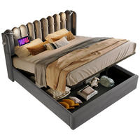 POLSTERBETT 140/200 cm grau mit Leselampe und Ladefunktion - Grau, Textil (140/200cm) - OKWISH