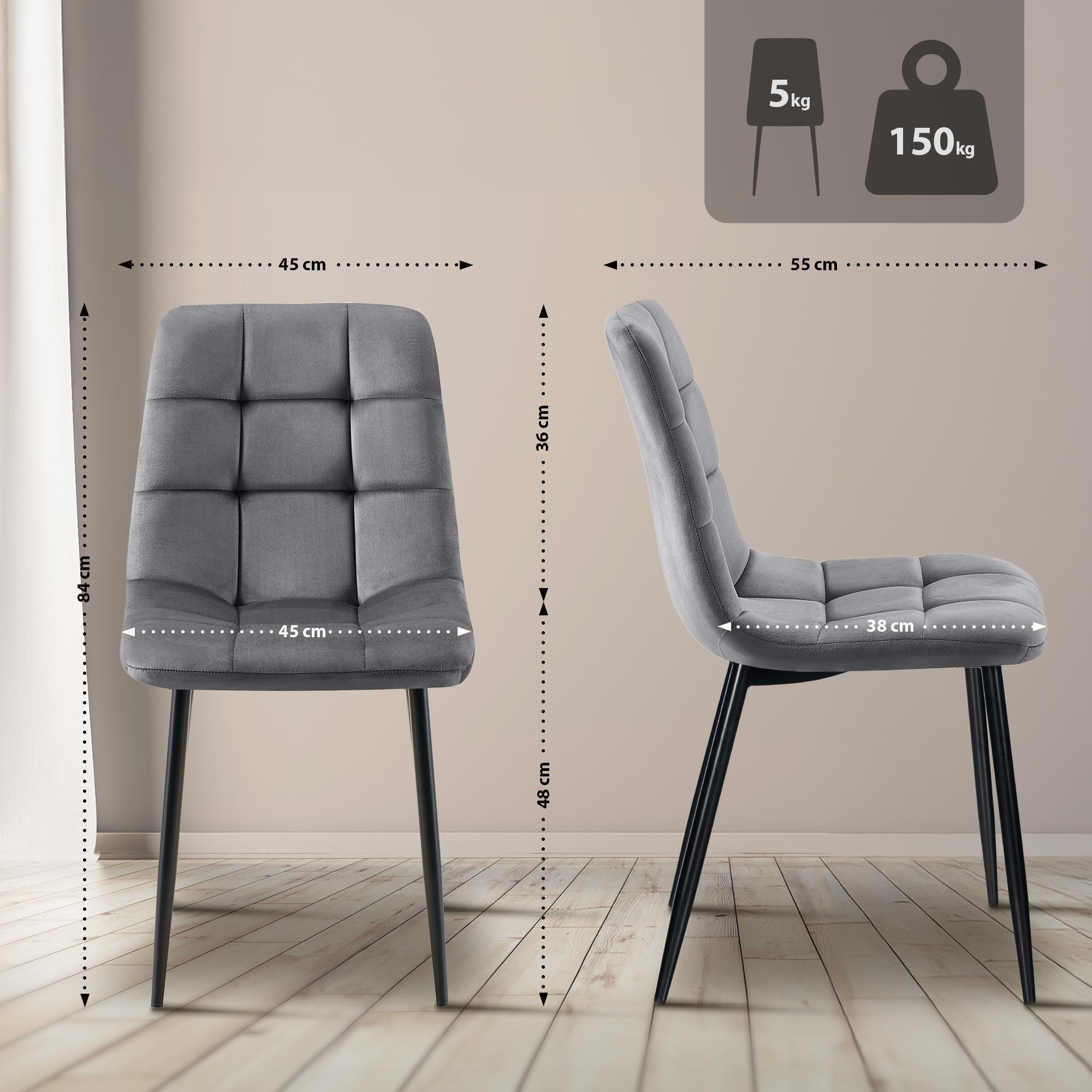 STUHL Samt Dunkelgrau - Dunkelgrau/Schwarz, Textil/Metall (45/84/55cm) - CLP
