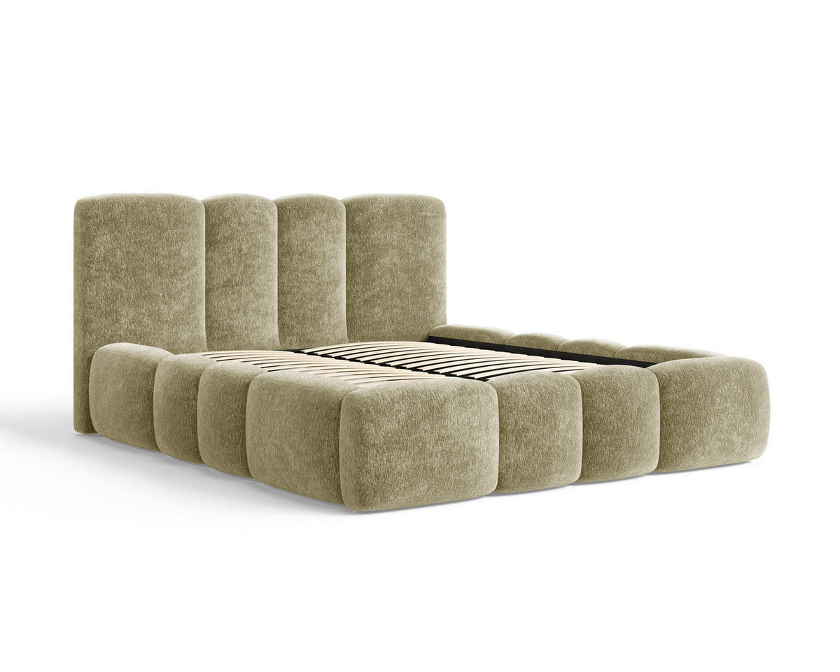 POLSTERBETT 26 - 180x200 cm – Amari – Bett mit Bettkasten und Gepolstertem Kopfteil - Olivgrün, Holz (180/200cm) - ROYAL24_MARKT