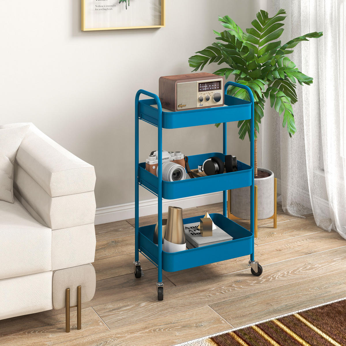SERVIERWAGEN DE-12460 45/30,6/79 cm Dunkelblau - Blau, Metall (30.6/79/45cm) - ComfortXL