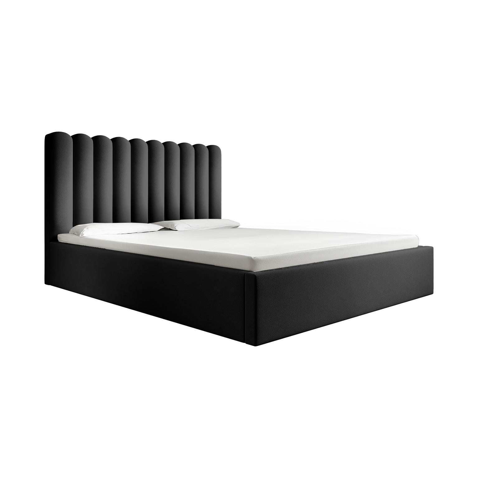 POLSTERBETT mit Kopfstütze Priesa 140x200 cm, Schwarz - Schwarz, Textil (140/200cm) - Fedve