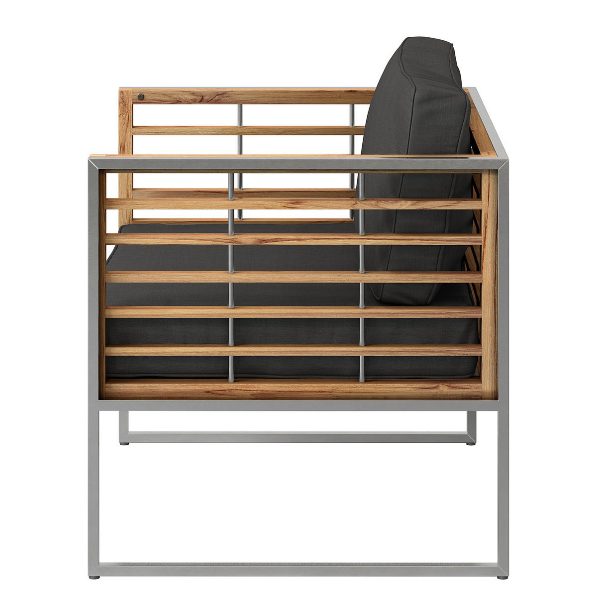 GARTENSESSEL - Webstoff / Teak massiv - Anthrazit, Holz/Textil (83/74/70cm) - home24