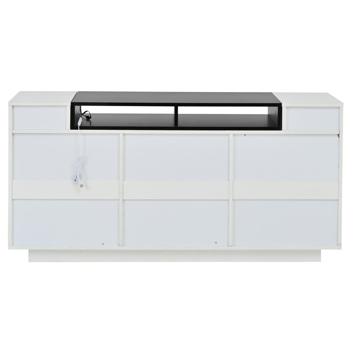 SIDEBOARD 140/40/68 cm mit 2 Türen, 3 Schubladen & LED, Weiß/Schwarz - Weiß, Holzwerkstoff (140/68/40cm) - BEAOK