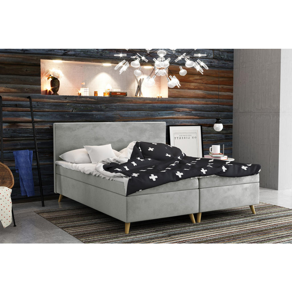 Thumbnail - Kaiser Möbel Boxbett, Grau, Holz, H3, 120x200 cm, Schlafzimmer, Betten, Boxspringbetten