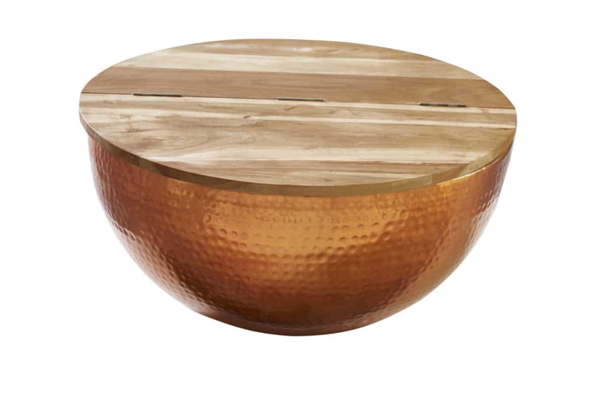 COUCHTISCH ORIENT STORAGE Mango rund Natur 60cm - Schwarz/Braun, Holz/Metall (60/60/30cm) - riess-ambiente