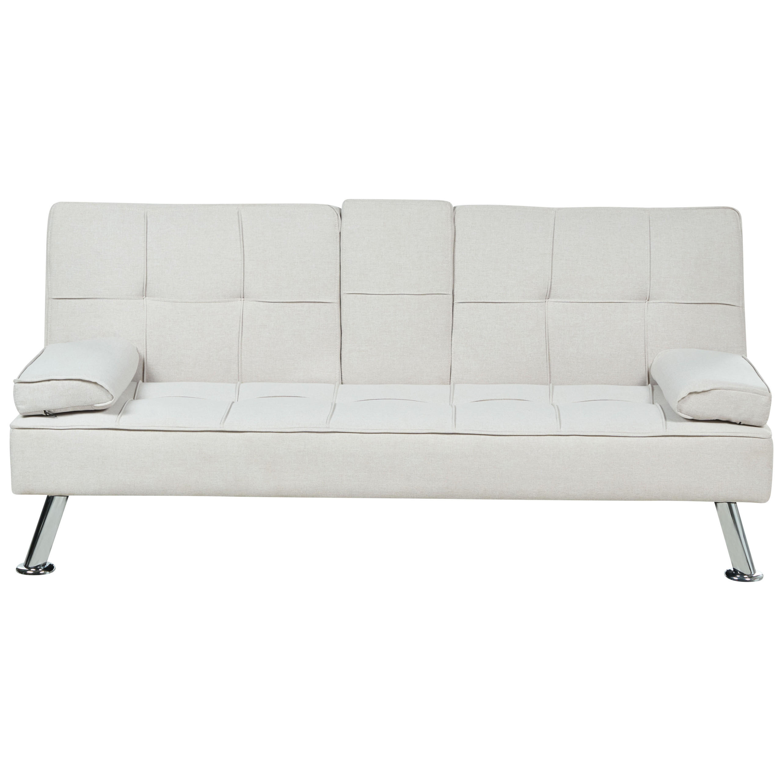3-SITZER-SCHLAFSOFA hellbeige Roxen - Beige/Silberfarben, Textil (168/77/81cm) - Beliani
