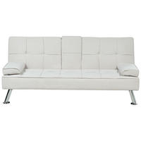 3-SITZER-SCHLAFSOFA hellbeige Roxen - Beige/Silberfarben, Textil (168/77/81cm) - Beliani