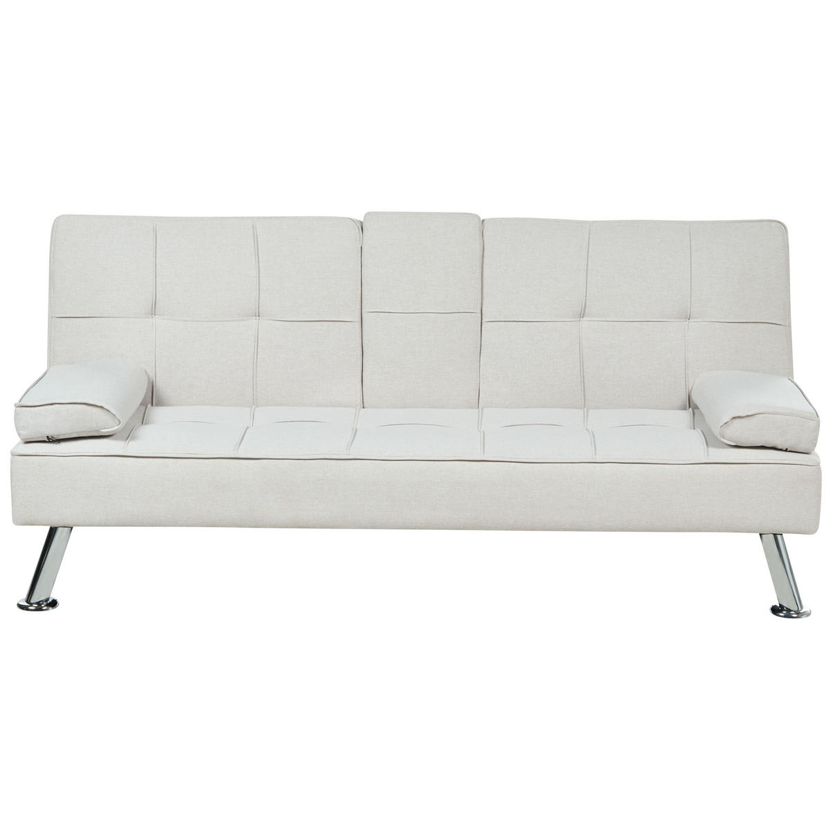 3-SITZER-SCHLAFSOFA hellbeige Roxen - Beige/Silberfarben, Textil (168/77/81cm) - Beliani