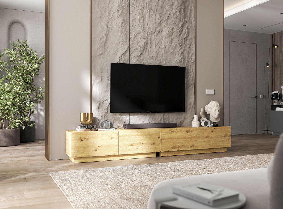TV-LOWBOARD 2-er Set Enjoy Eiche Artisan Matt Loft 120 cm - Eiche Artisan, Holzwerkstoff (240/37/35cm) - Meble Lindner