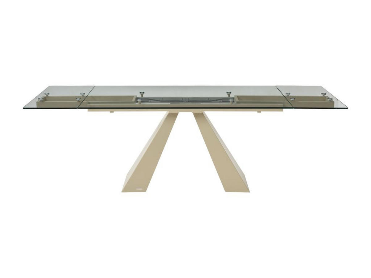 ESSTISCH ausziehbar - 6 bis 10 Personen - Sicherheitsglas & beigefarbenes Metall - Transparent - LOZIPA - Transparent, Glas (240/90/76cm) - Vente-Unique