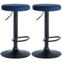 BARHOCKER 2er Set Pontius Samt schwarz blau - Blau/Schwarz, Textil/Metall (38.5/81/38.5cm) - TPFLiving