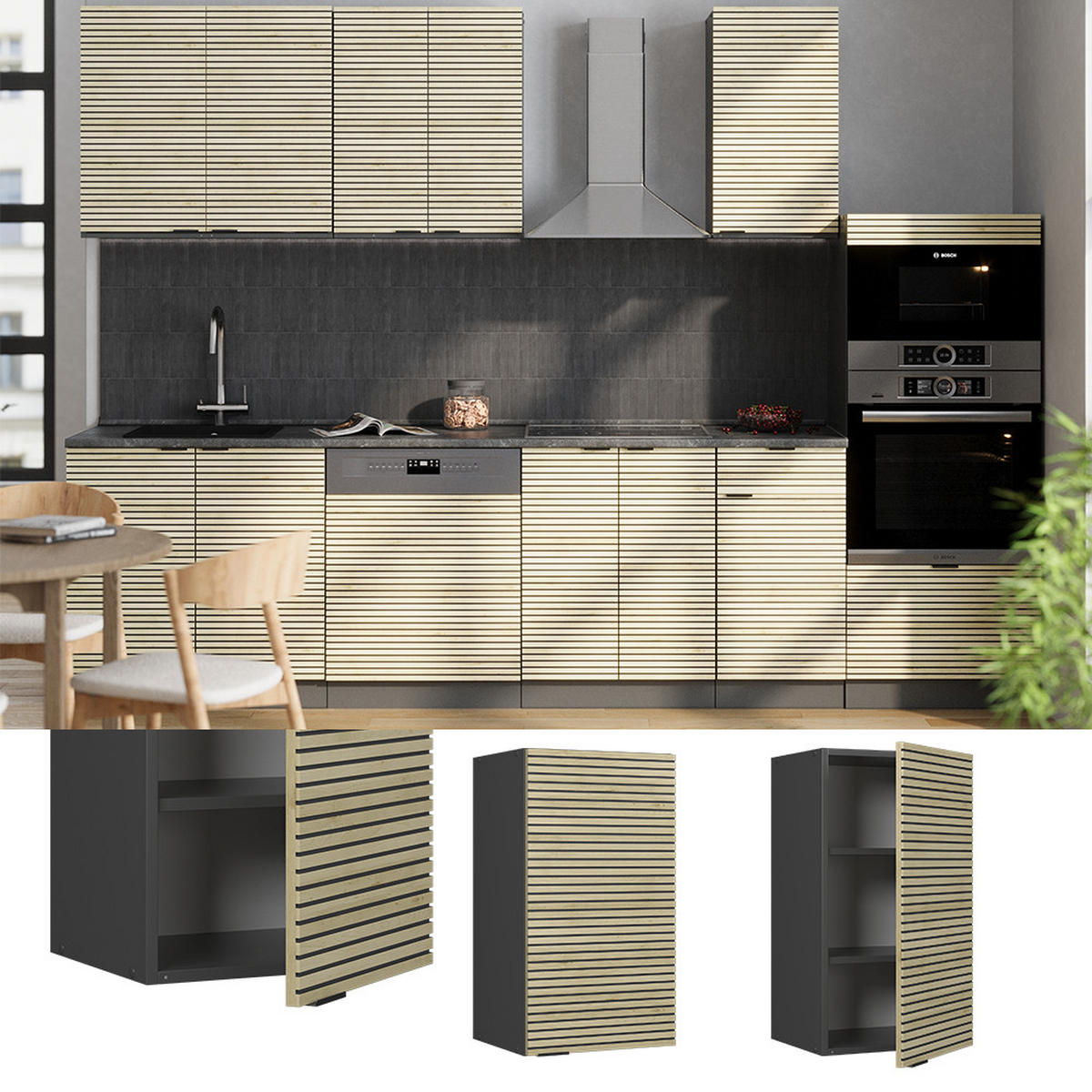 VĚŠÁK NA STĚNU Fame-Line Dubový panel - antracitová/barva dubu, kompozitní dřevo (40/72/34.1cm) - Vicco