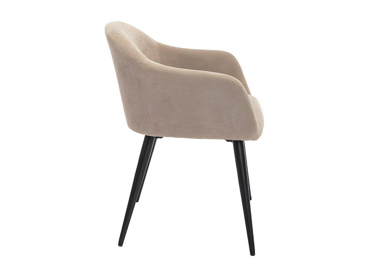 STUHL 2er-Set mit Armlehnen - Samt-Optik & Metall - Beige - BIBO - Beige, Textil (57.5/73/54cm) - Vente-Unique