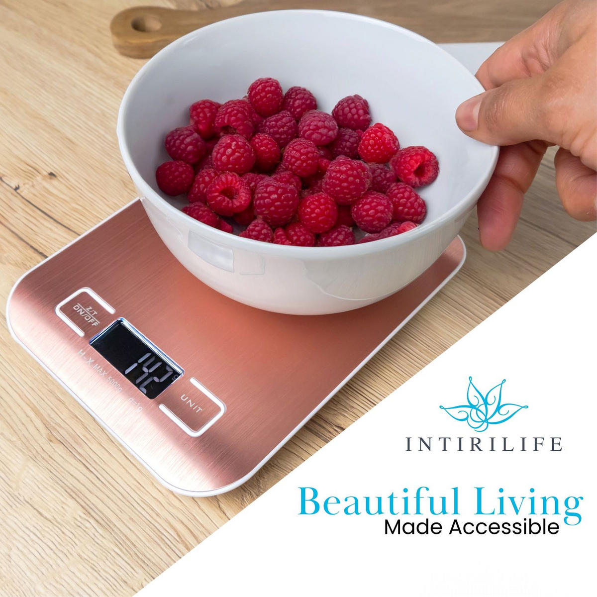 KÜCHENWAAGE mit LCD Display - Rosa, Metall (16.5/3/20.5cm) - Intirilife