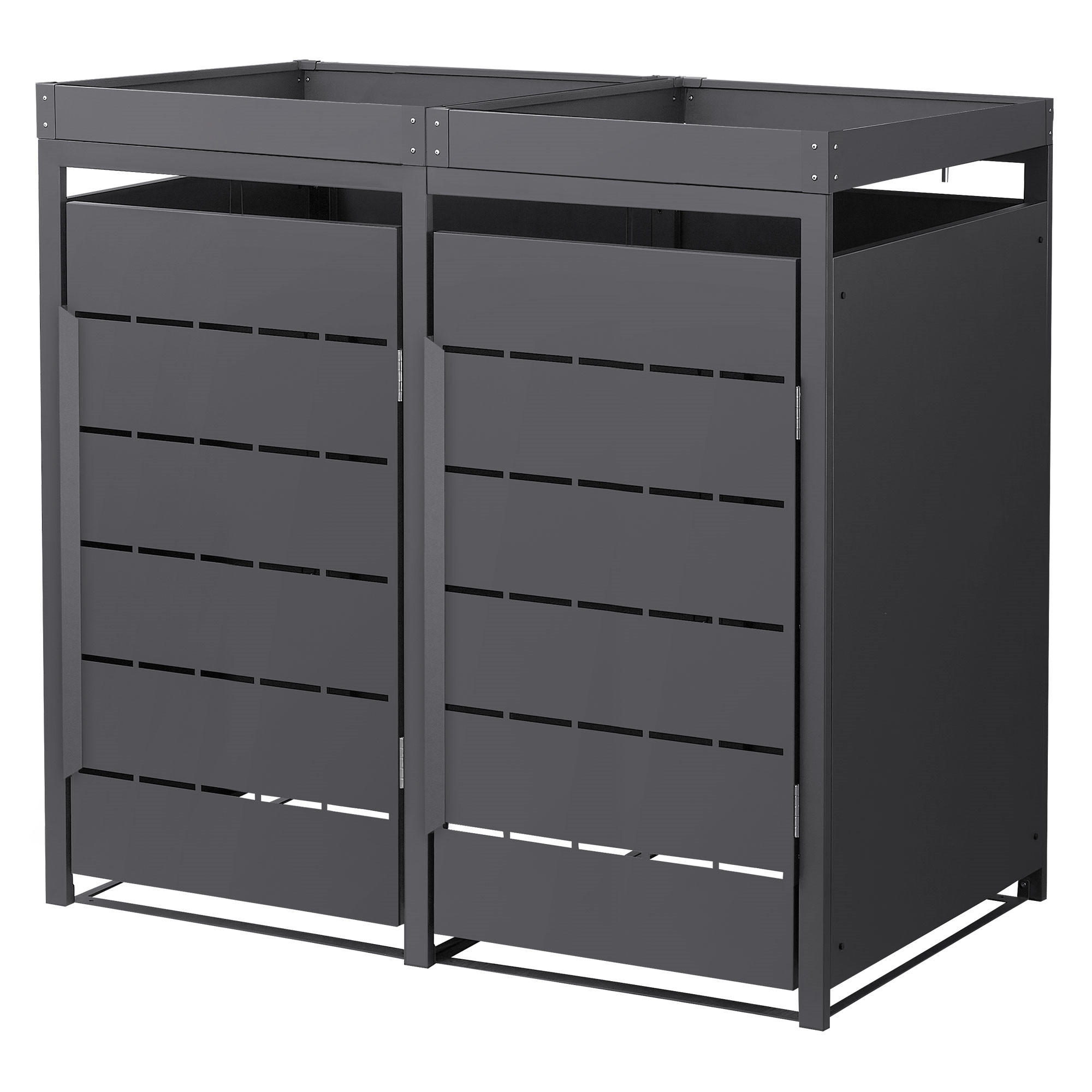 MÜLLTONNENBOX 2er mit Pflanzdach 240L 132x80x124 cm Anthrazit aus Stahl - Anthrazit, Metall (80/124/132cm) - ML-DESIGN