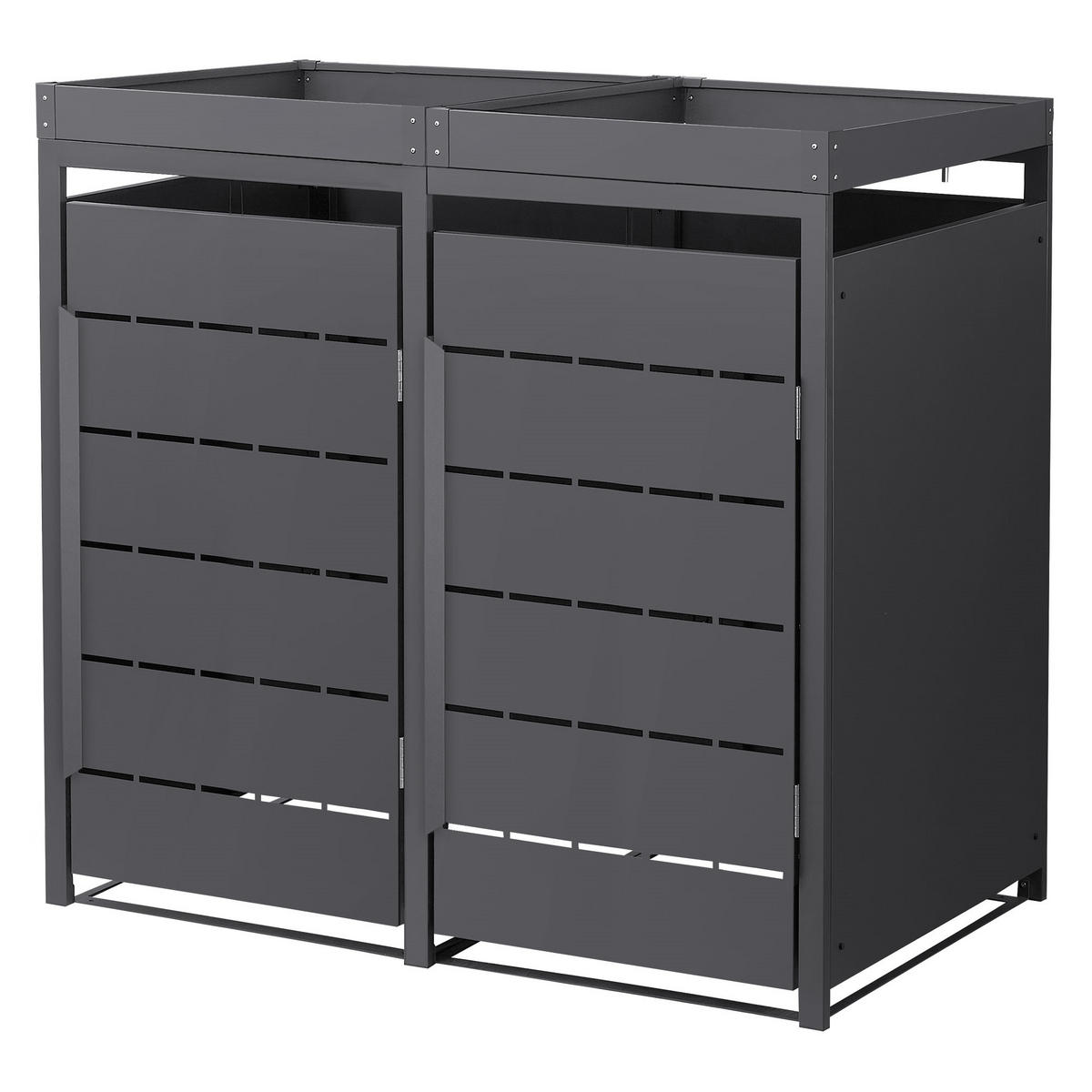 MÜLLTONNENBOX 2er mit Pflanzdach 240L 132x80x124 cm Anthrazit aus Stahl - Anthrazit, Metall (80/124/132cm) - ML-DESIGN