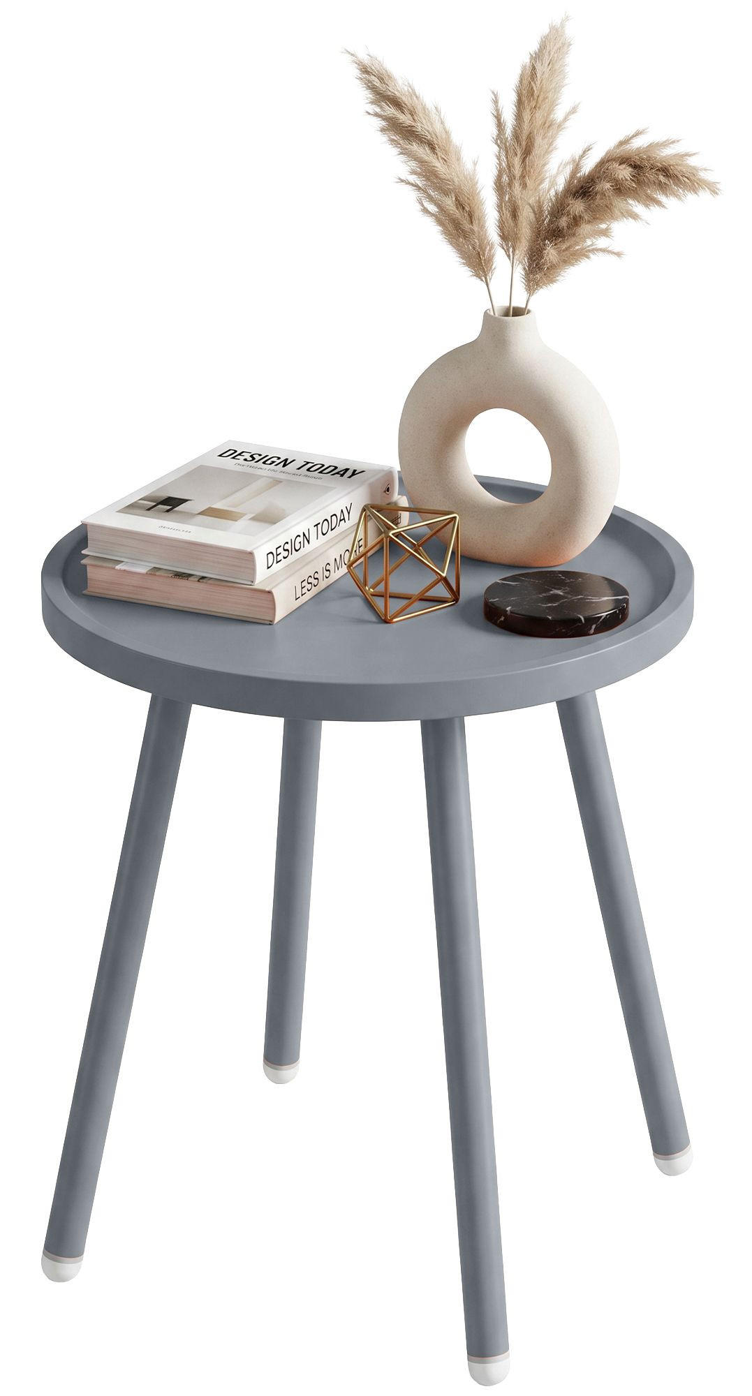 BEISTELLTISCH rund 40 cm Kunststoff Grau - Grau, Kunststoff/Metall (40/40/45cm) - CLP