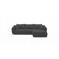 ECKSOFA SYDNEY rechts dunkelgrau Cord Poso 60 - Schlaffunktion, Bettkasten - Anthrazit, Textil (280/175cm) - Cornero