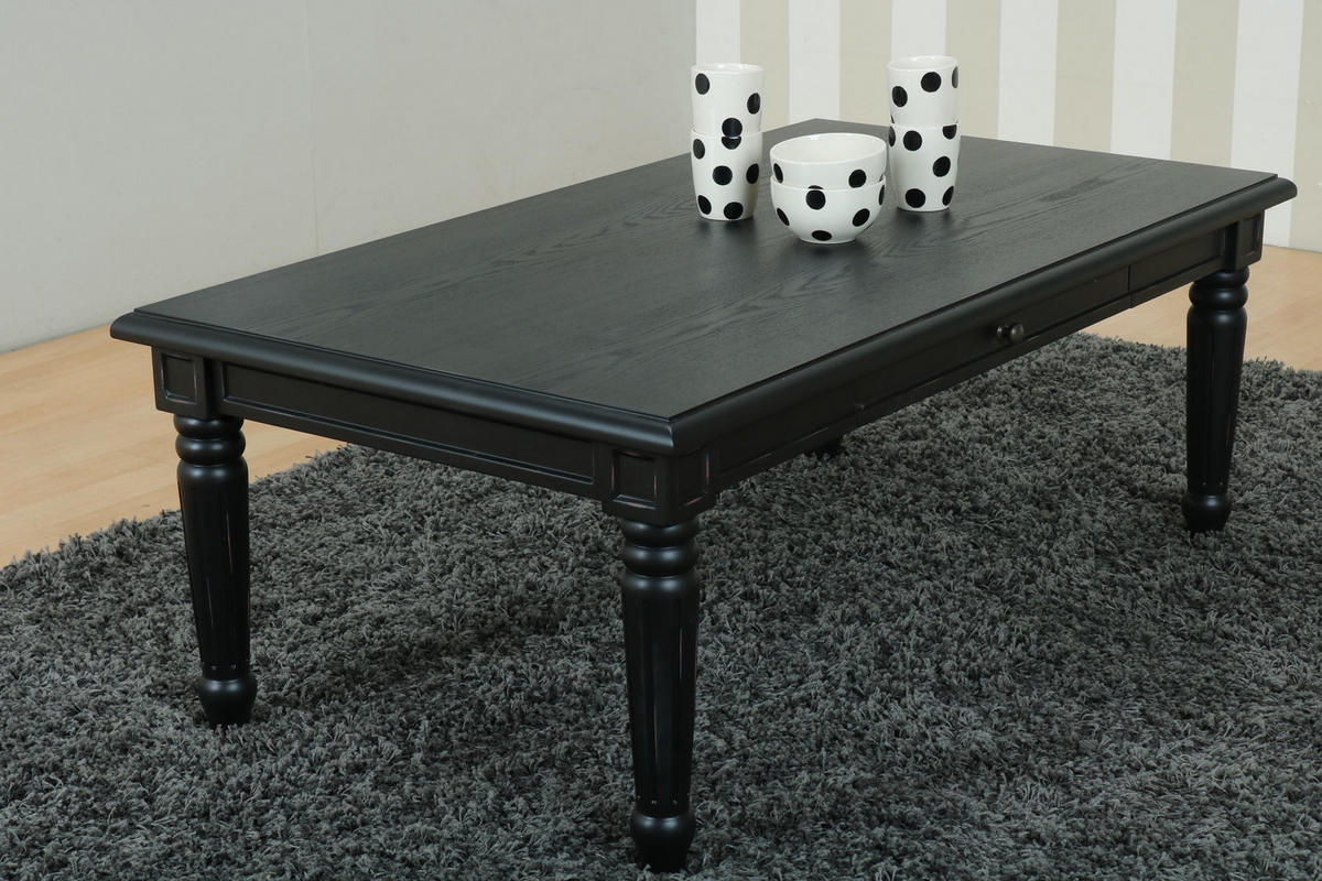 COUCHTISCH mit 2 Schubladen, schwarz - Weiß, Holzwerkstoff (135/75/51cm) - ebuy24