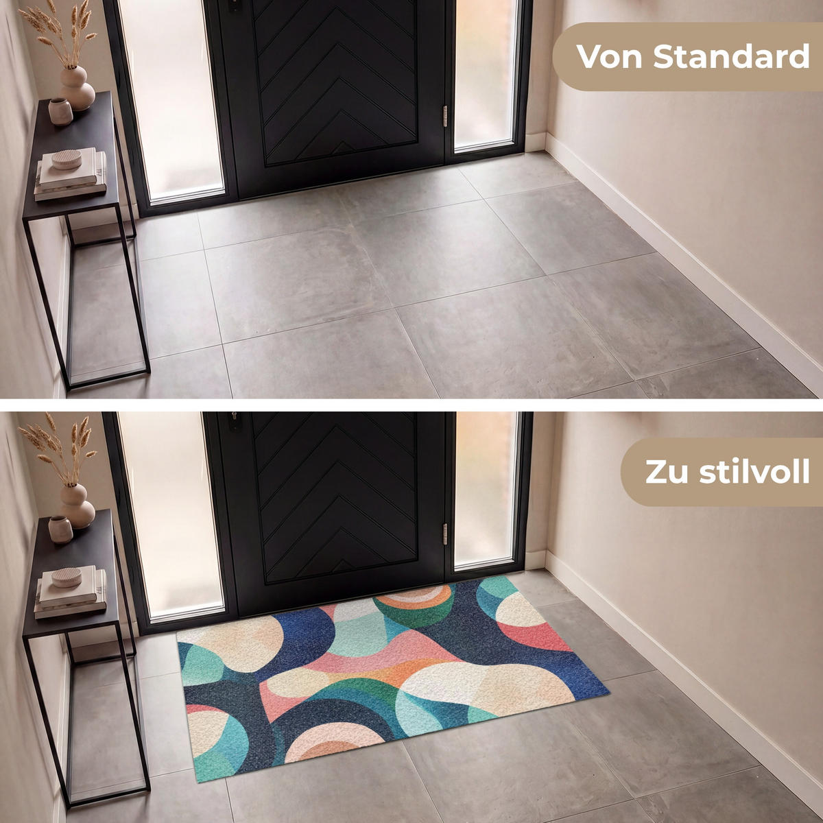 FUSSMATTE Abstrakt - Blau - Rosa Fußabtreter 150x90 cm - Multicolor, Kunststoff (150/90cm) - MuchoWow