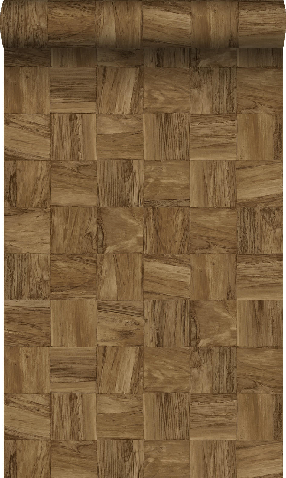 TAPETE quadratische Holzstücke 50 x 900 cm - Braun, Papier (50/900cm) - Origin Wallcoverings