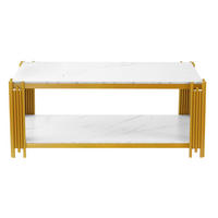 COUCHTISCH aus MDF und Metall 114x63.5x46.3cm in Weiß mit 2 Ablagen - Weiß, Holzwerkstoff (114/63.5/46.3cm) - Modfu
