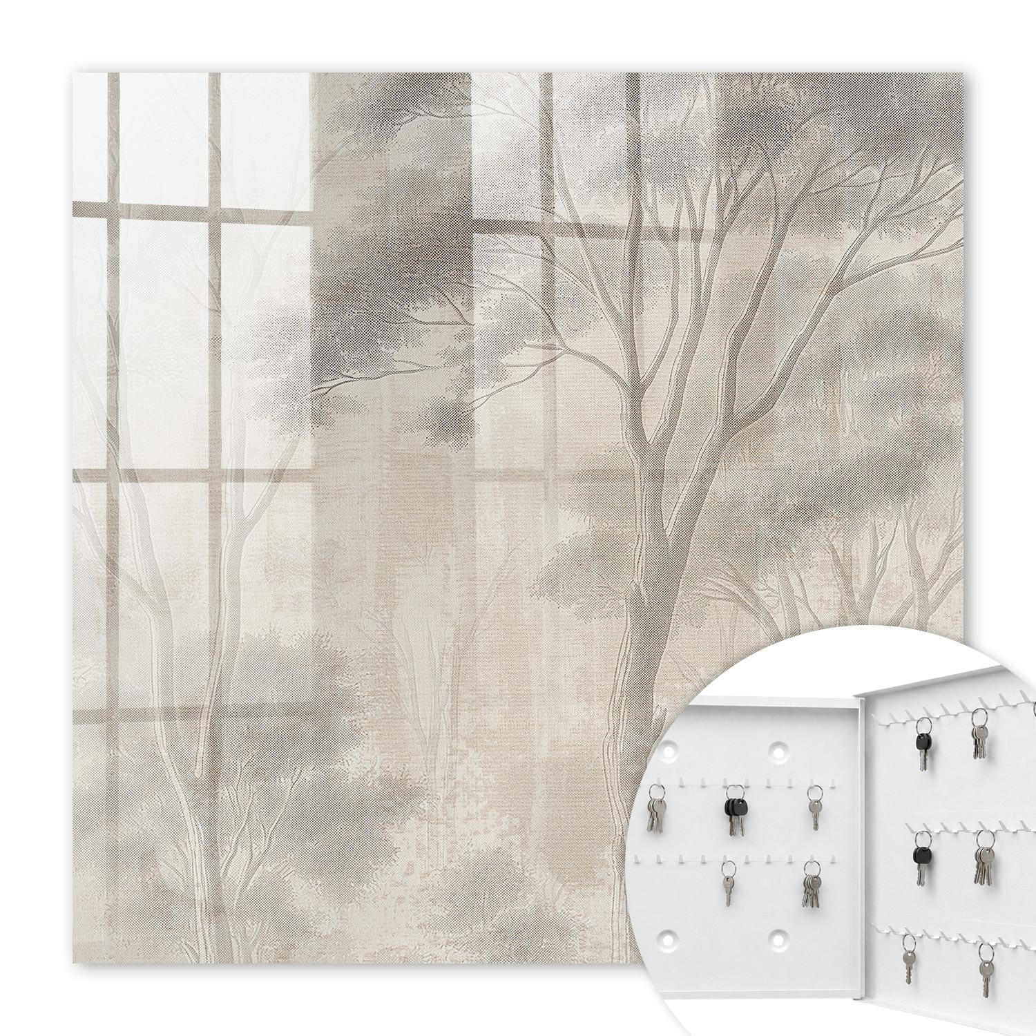 SCHLÜSSELBOX Weiß 30x30 cm – Türöffnung nach rechts - ätherische Wald - Grau, Metall (30/30/5cm) - TULUP