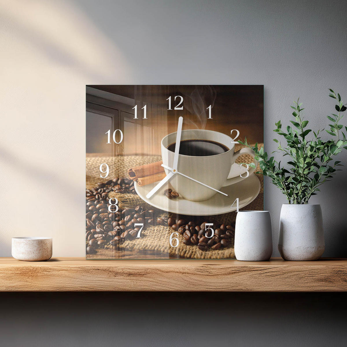 WANDUHR 30x30 cm - Kaffee - Braun, Glas (30/30/0.4cm) - TULUP