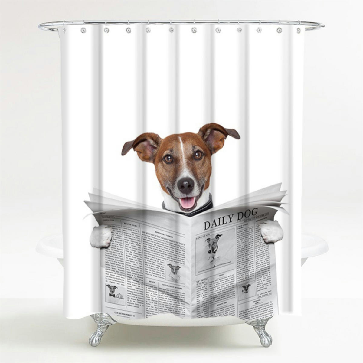 DUSCHVORHANG Newspaper 180 x 200 cm - Braun, Textil (180/200cm) - Sanilo