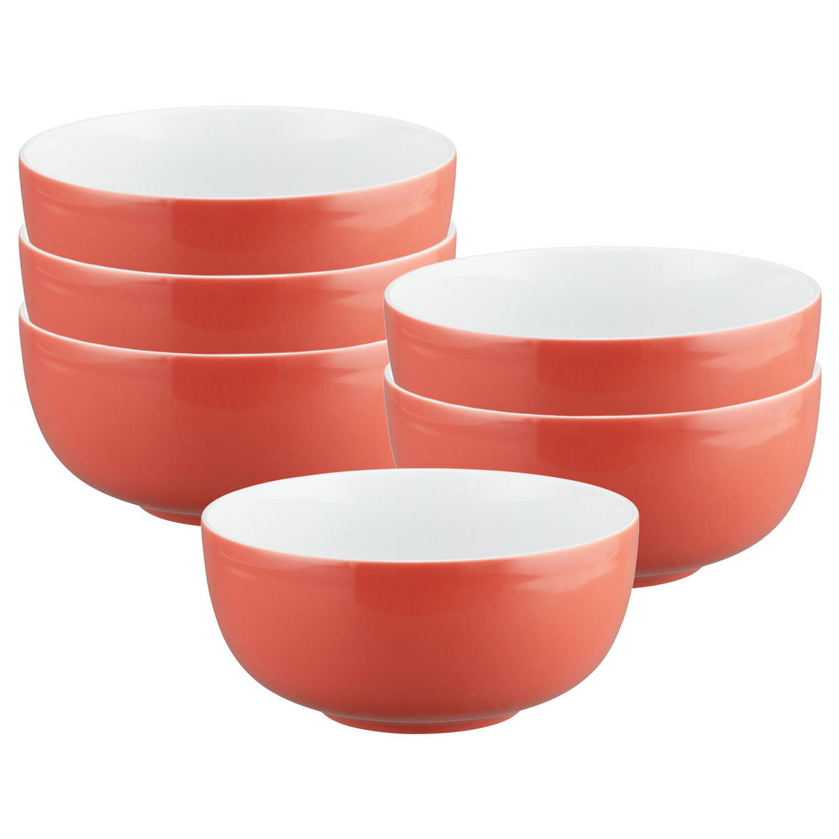 MÜSLISCHALEN Liberty Pure Colors Flamingo Red ø 15 cm 6er Set - Rot, Keramik (15cm) - Seltmann Weiden
