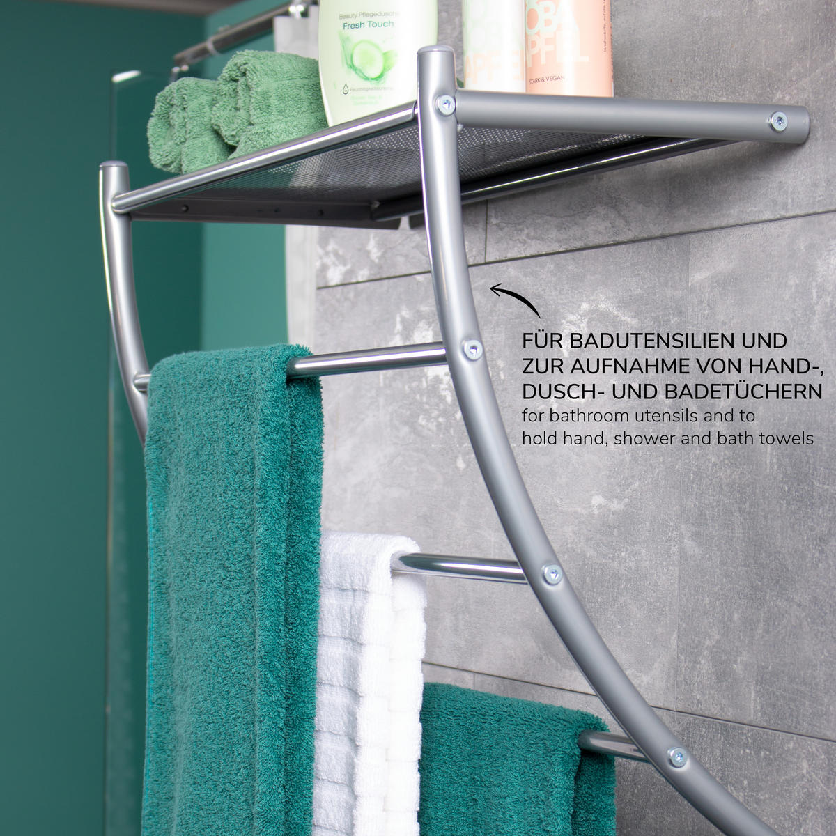 HANDTUCHHALTER, grau, Stahl - Grau, Metall (56/43.5/20.5cm) - bremermann