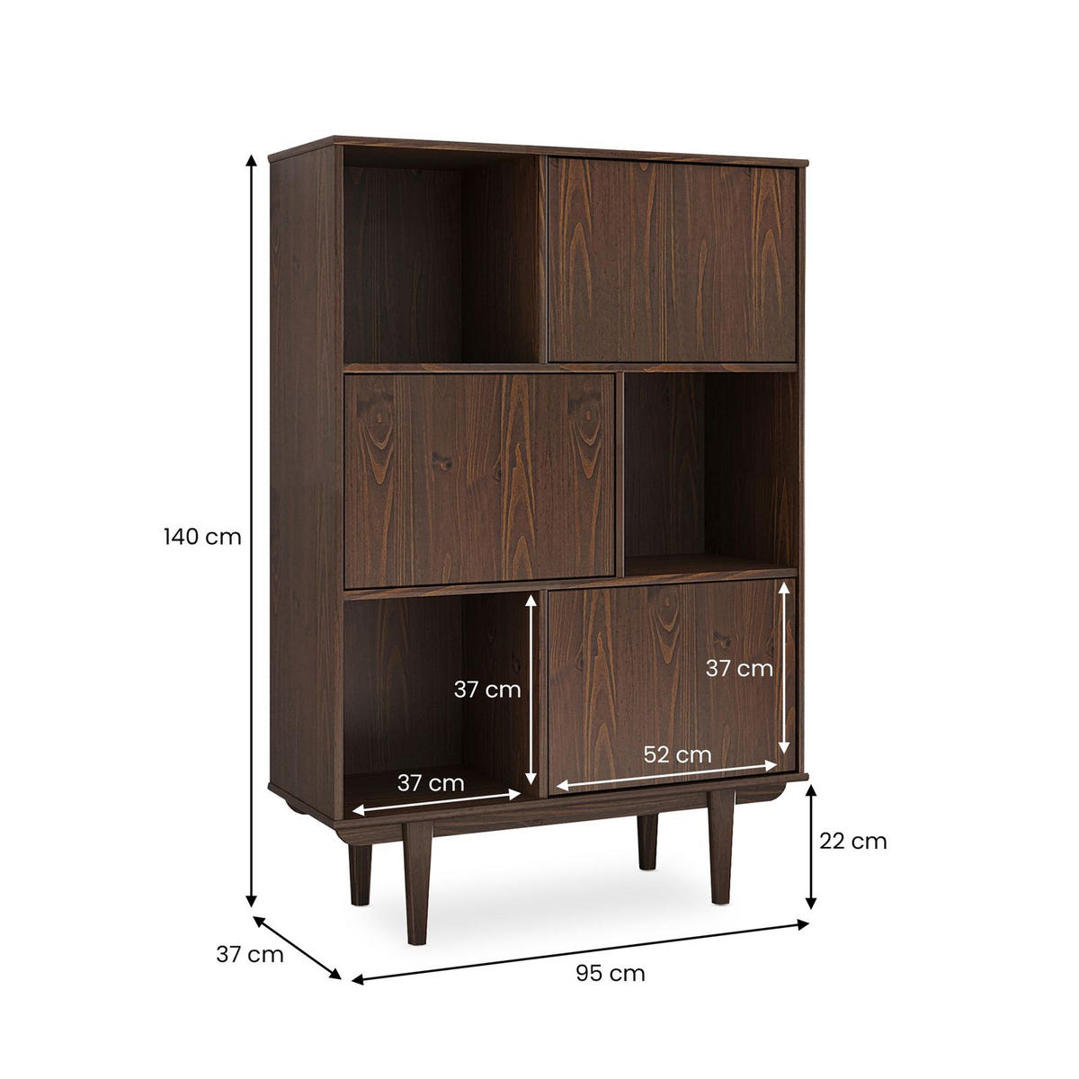 HIGHBOARD SIMONA - Nussbaumfarben, Holz (95/139/37cm) - IDIMEX