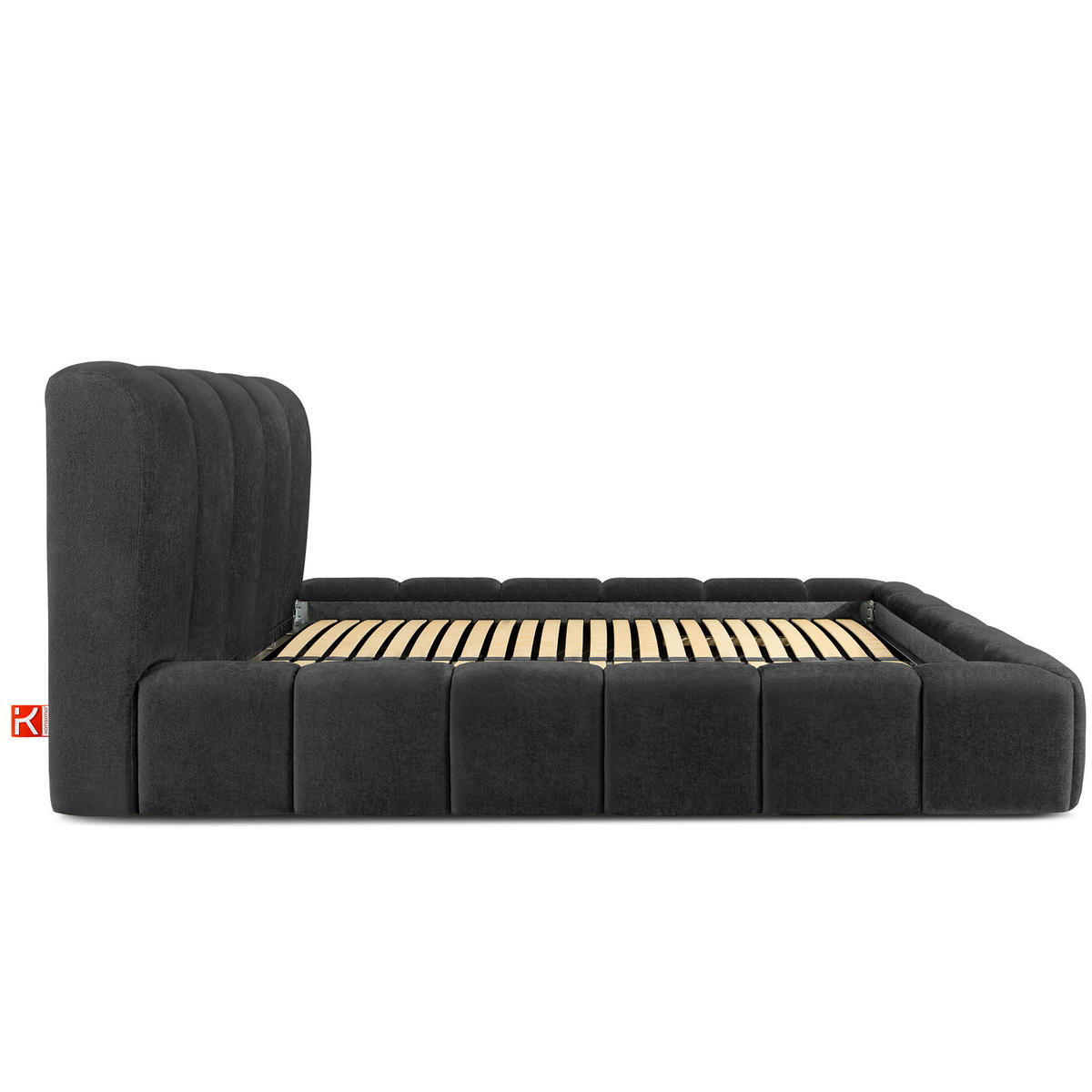 POLSTERBETT MERIDE Chenille, Anthrazit - Anthrazit/Schwarz, Holz/Textil (160/200cm) - KONSIMO®