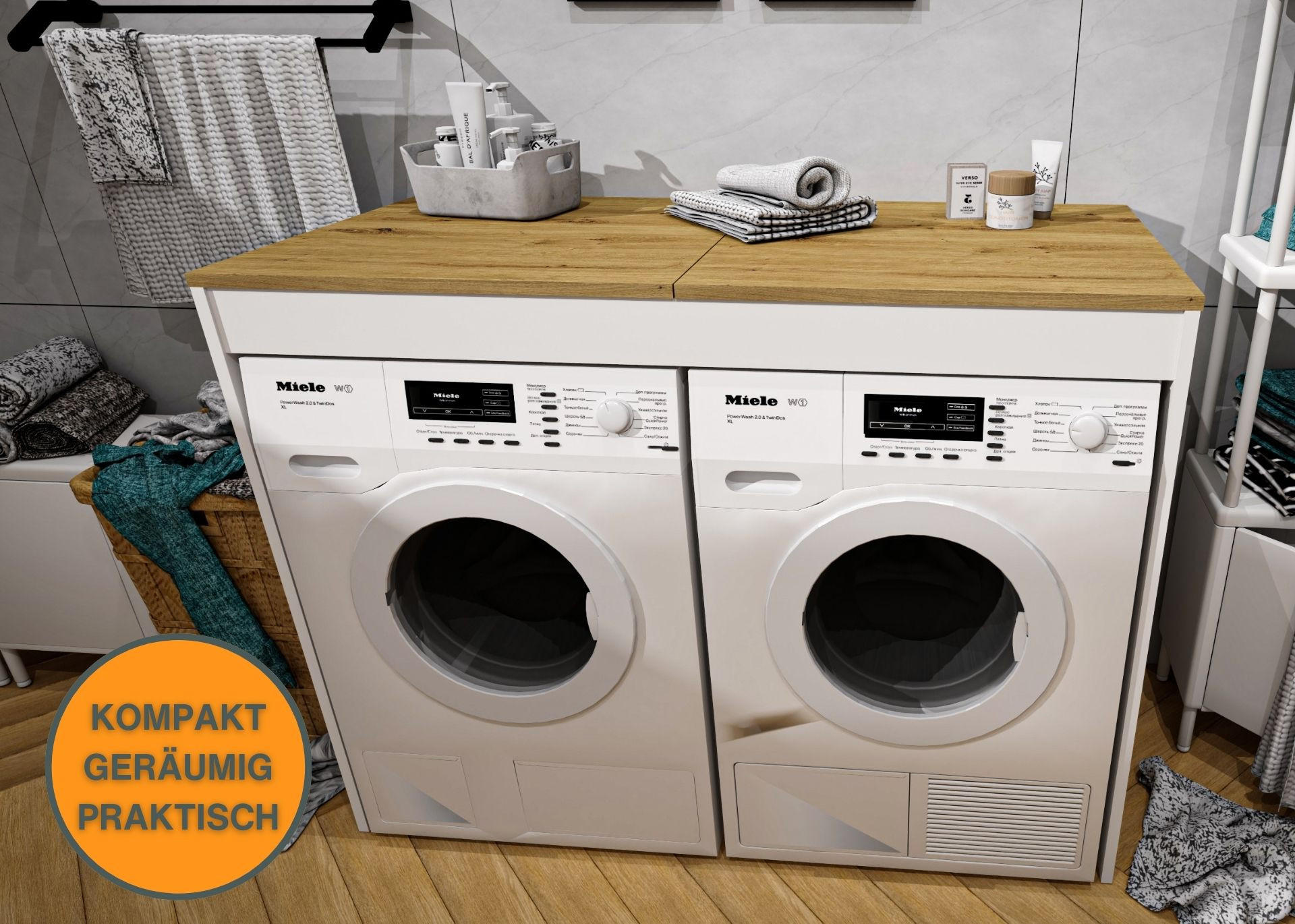 RAUMHIRSCH FURNITURE WASCHMASCHINENSCHRANK Eiche Artisan 129cm × 61cm × 97cm